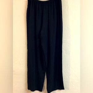 Eileen Fisher Wide Leg Lightweight Pull On Pants Medium Black Office Business